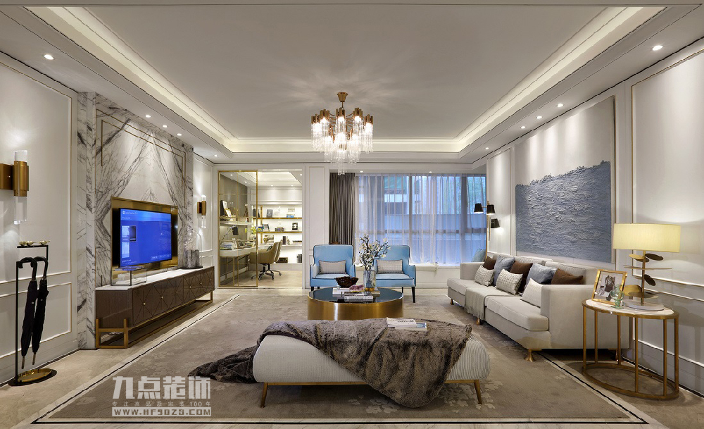 天玥中心140平现代风格装修案例-客厅